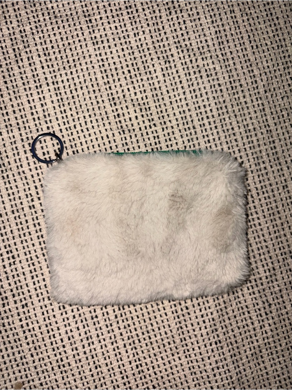 Faux Fur Zip Pouch - Cream
